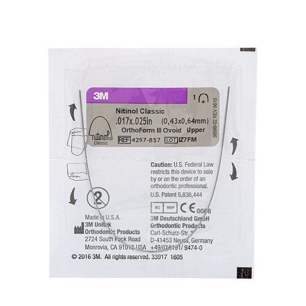 Дуга нитиноловая Unitek Classic .018x.025 ВЧ  ФIII 3М